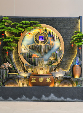 新中式流水屏风办公室内外隔断玄关假山背景庭院喷泉景观装饰摆件