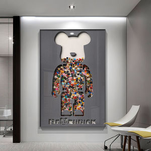 暴力熊玄关装饰画高档积木画轻奢大幅竖版客厅沙发落地画潮流挂画