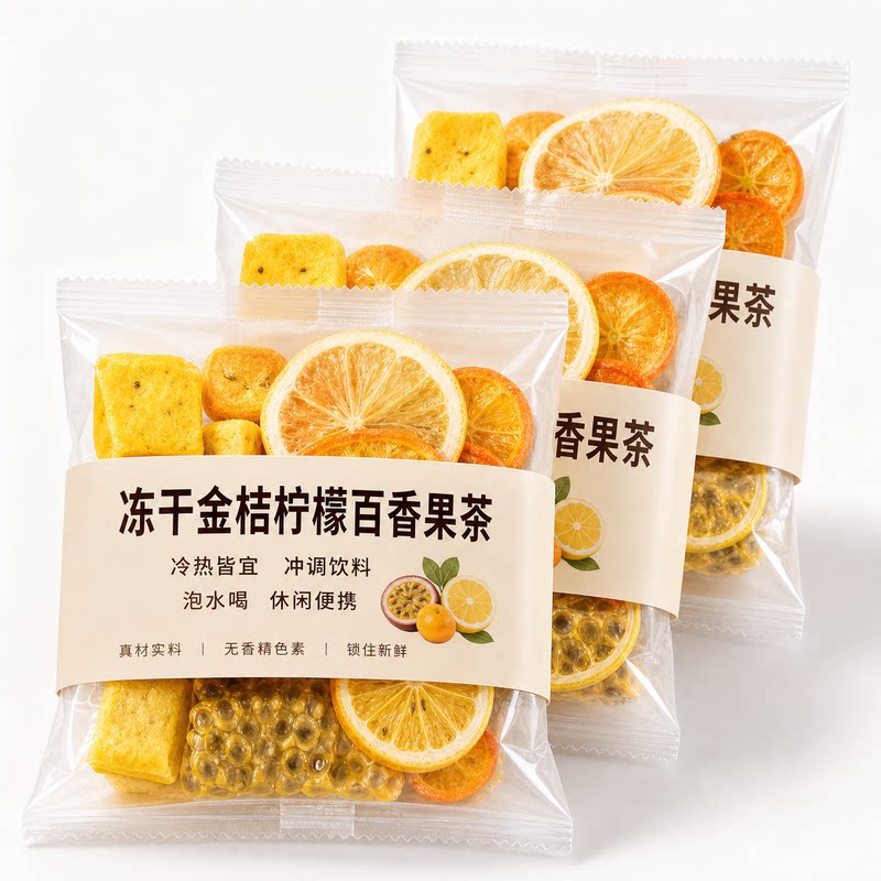金桔柠檬百香果茶独立包装饮料组合水果新鲜冷泡水喝茶包冻干维c
