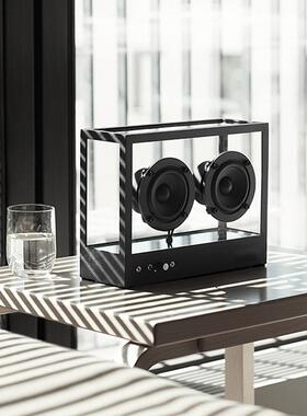 北欧简约现代家居饰品创意透明亚克力金属低音炮音响蓝牙音箱摆件