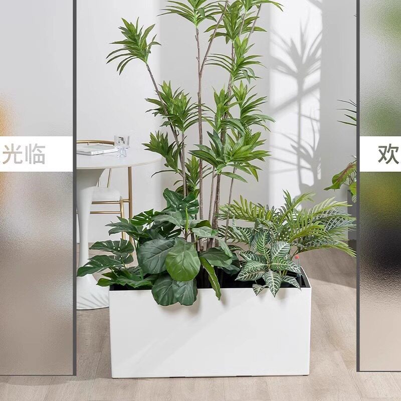 带轮可移动树脂懒人自吸水花盆北欧大号长方形花槽花箱隔断种植箱