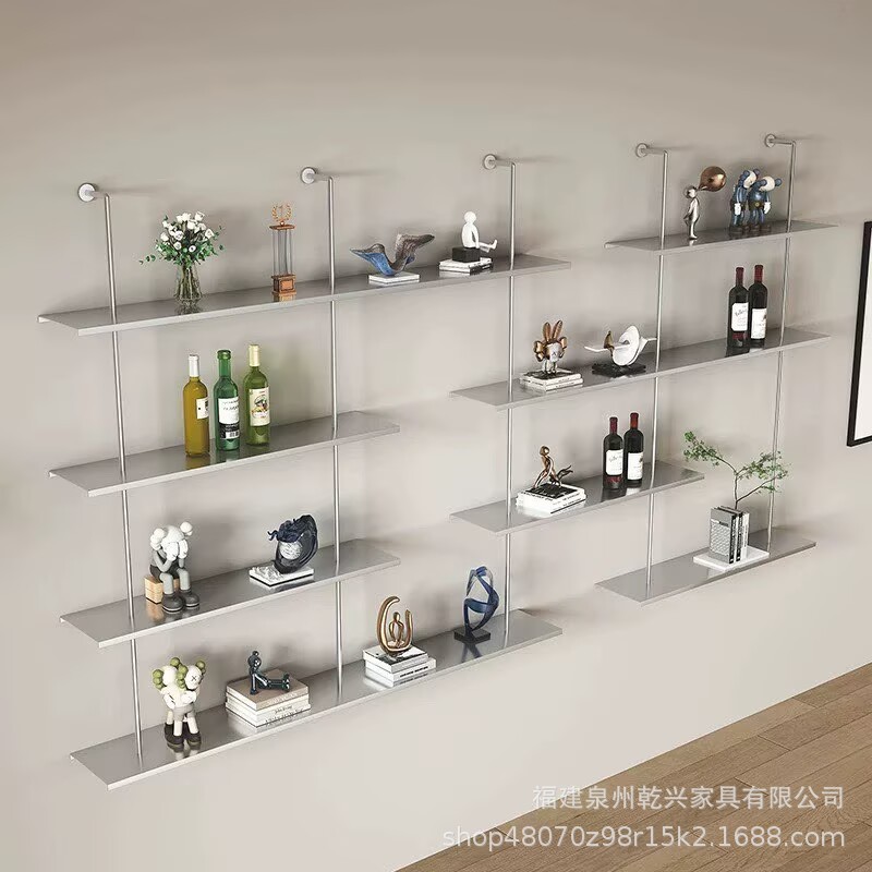 极简置物架墙上书架壁挂式搁板金属酒架挂墙展示架意式隔板置物架