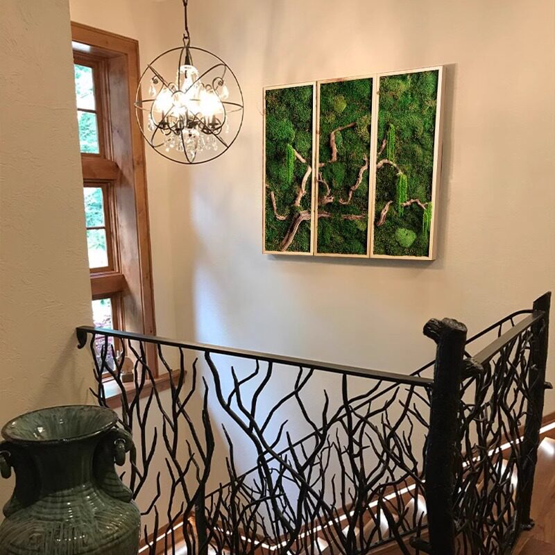 日式原木风装饰画民宿背景墙组合挂画高端餐厅复古风墙饰挂件绿植