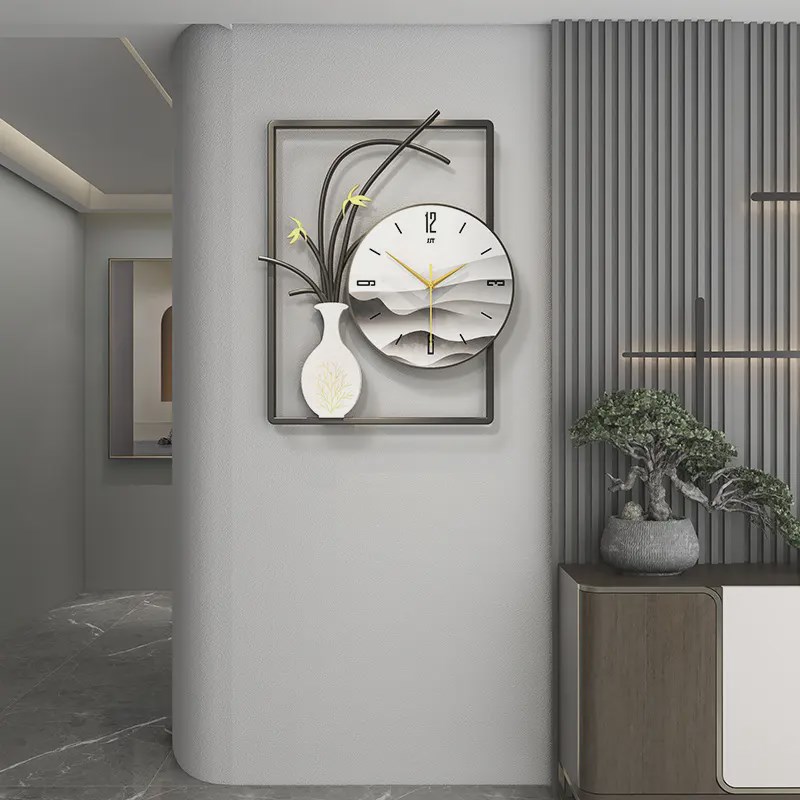 新中式挂钟客e厅轻奢现代简约创意个性时尚家用时钟表挂墙网红装