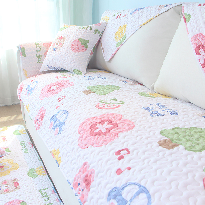 全棉沙发垫四季通用田园防滑坐A座垫子靠背简约现代沙发套罩巾定