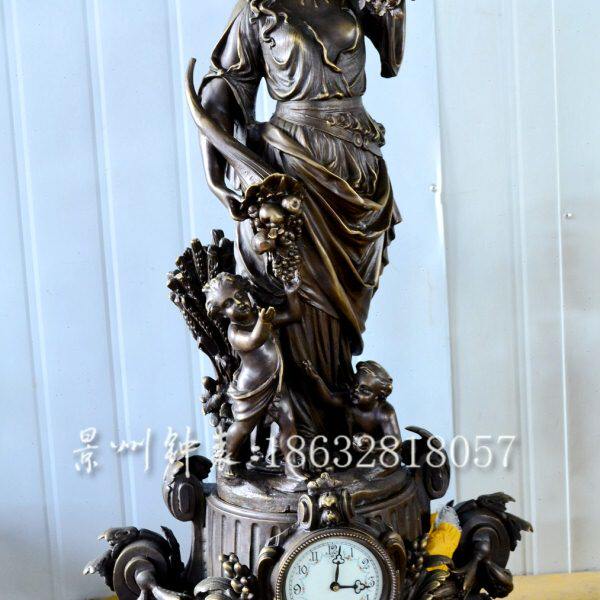 铜钟古典机械 纯铜座钟 发条 古典西洋仿回流台钟 样板间 居家钟