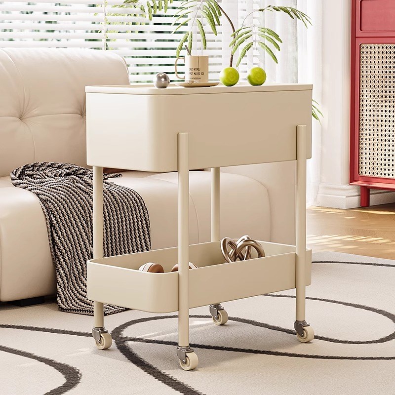 意式可移动小推车沙发边几茶几卧室床头柜带轮子置T物架家用小桌