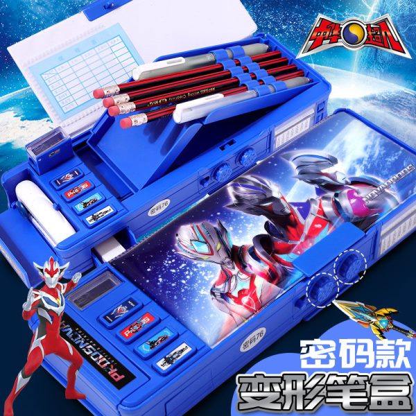 中华超人文具盒男孩款多功能密码儿童变形铅笔盒机关密码锁小学生