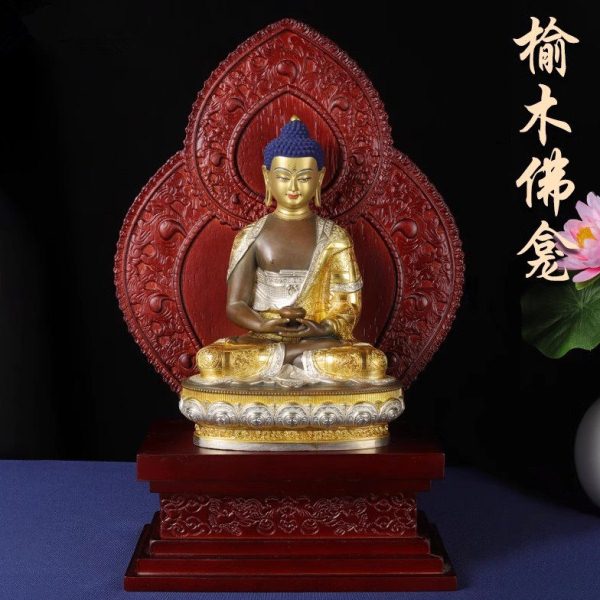 藏传密宗定制桌面小佛龛小供台佛像底座居家室内实木尼泊尔供佛台图片