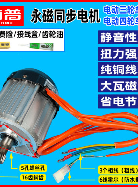 电W三轮车电机永磁同步150V动四轮电机48V60072V无刷直流配件