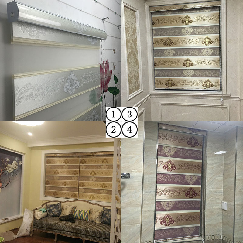 韩式柔纱帘加厚提花双层斑马帘防水卷帘厨房百叶成品定制欧式窗帘