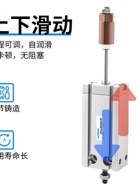 CU自由安装气缸CDUJ/CUJ20/10/16/25/32-XC8小型行程可调内置磁铁