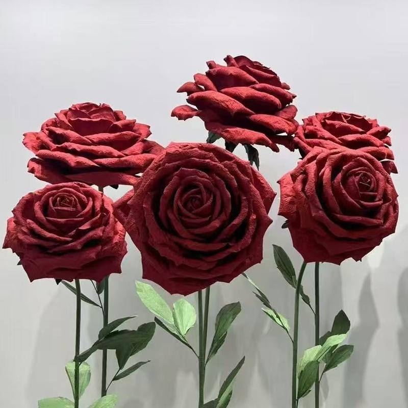 成品立体玫瑰手工纸花婚庆装饰路引节日橱窗婚礼美陈摆件大型布置