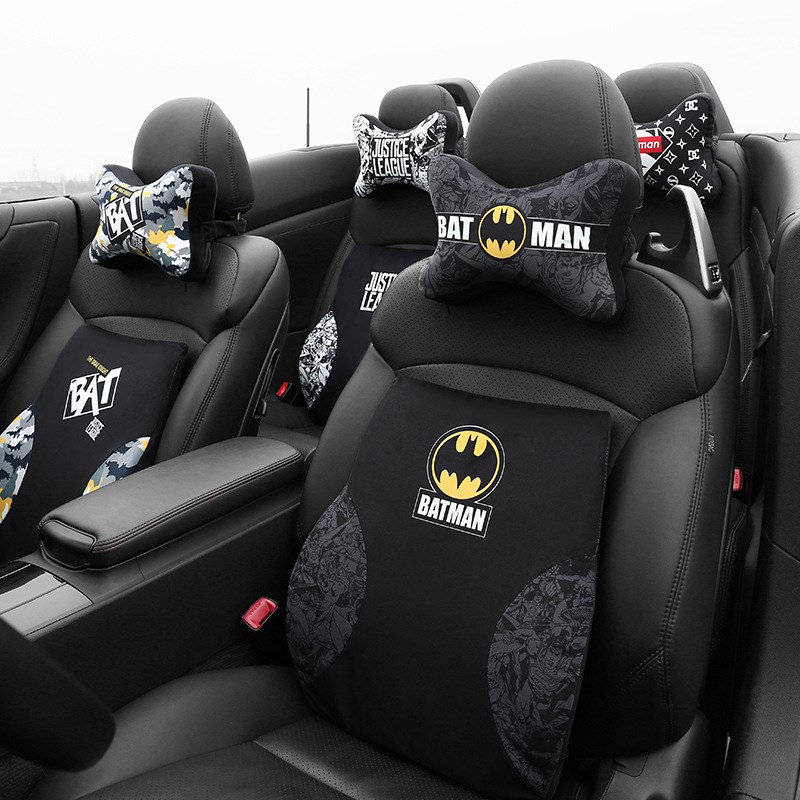 漫威卡通汽车头枕护颈枕车用靠枕腰靠记忆棉车座椅U车载枕头一对