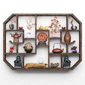 博古架实木中式 小摆件展示柜茶具架 隔断简约现代客厅墙上新壁挂式