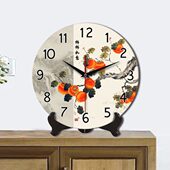 承沁静音客厅陶瓷时钟表家居饰品座钟摆件新中式 钟电视柜摆饰 台式