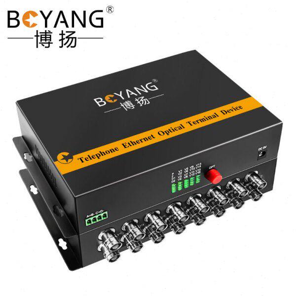 博扬 模拟视频光端机16路视频+1路485反向数据光纤收发器BY-16V1D