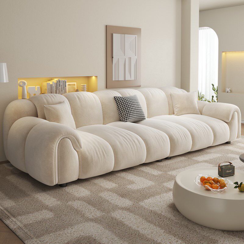 法式奶油风泡芙沙发家用小户型B现代简约直排轻奢猫爪布艺沙发