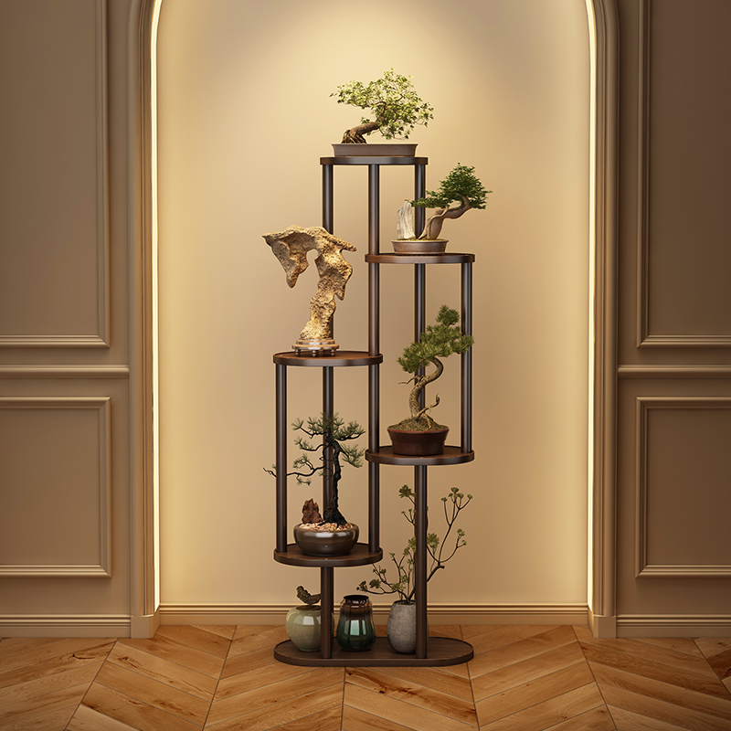 茶室置物架博g古架实木中式摆件货架展示架布置高级感简约现代花