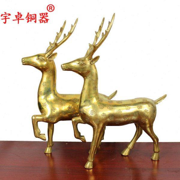 宇卓铜器 纯铜鹿黄铜梅花鹿铜梅花鹿家居饰品工艺品摆件