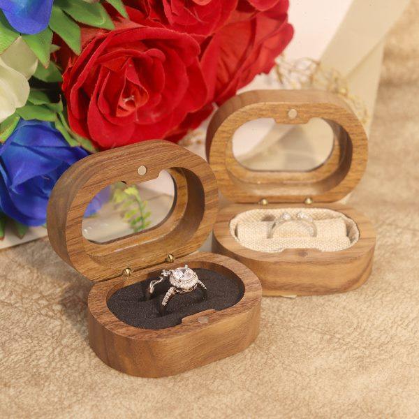 实木胡桃木耳钉首饰戒指饰品珠收纳盒椭圆开窗亚克力求婚对戒盒,包装,首饰包装,淘宝优惠券,粉丝福利购,淘宝优惠卷