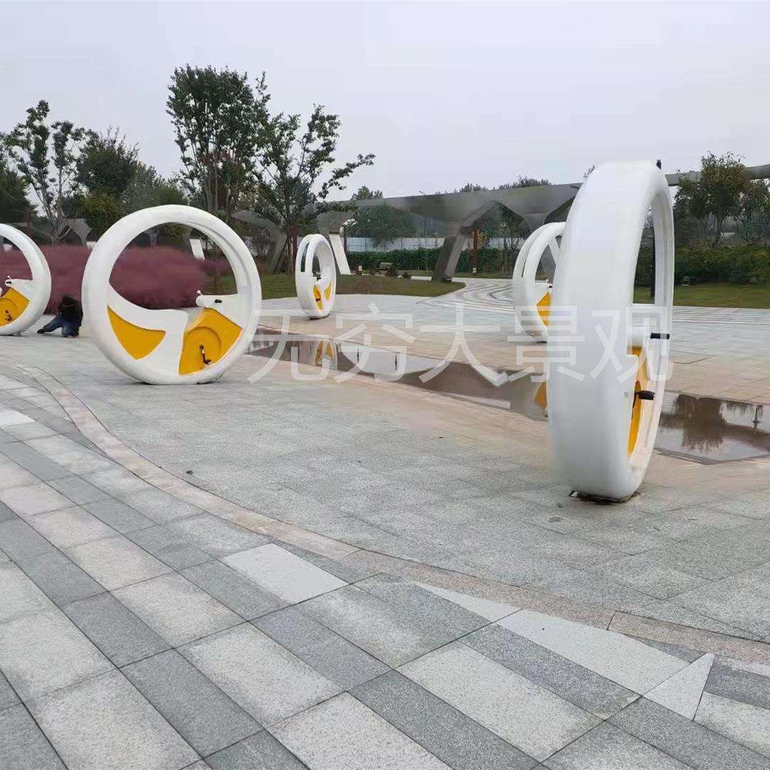 户外脚踏单车喷泉景区游乐场无动力脚踏单车喷水景观水车游乐设备