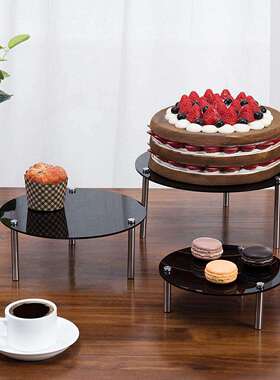 MyGift 圆形黑色亚克力甜点架烘焙零售展示架3件套