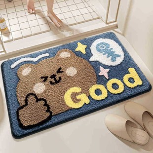 毛绒脚垫入户地垫吸水速干浴室门垫卡通仿羊绒卧室创意地毯防滑