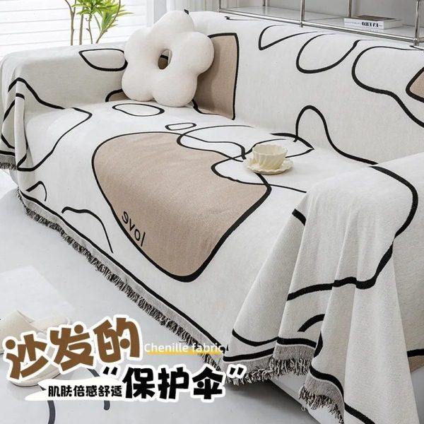 新款防猫爪沙发盖巾套罩轻奢盖布级感四季通用线条露营毯沙发套,居家布艺,沙发套,淘宝优惠券,粉丝福利购,淘宝优惠卷