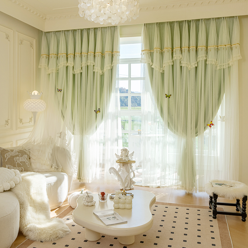 窗帘遮光客厅2023年新款飘窗女生房间窗帘挂钩式S全遮光卧室高级