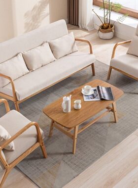 单人双人三人日式卧室阳台网红小户型客厅原木实木懒人小沙发椅子