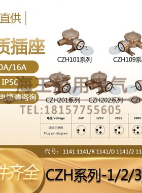 船用铜质水密防水插座CZH101 109 201 202 209-1/2/3/4/5 IP56