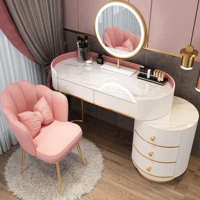北欧梳妆台轻奢高端新款网红化妆桌卧室现代简约可伸缩收纳柜一体