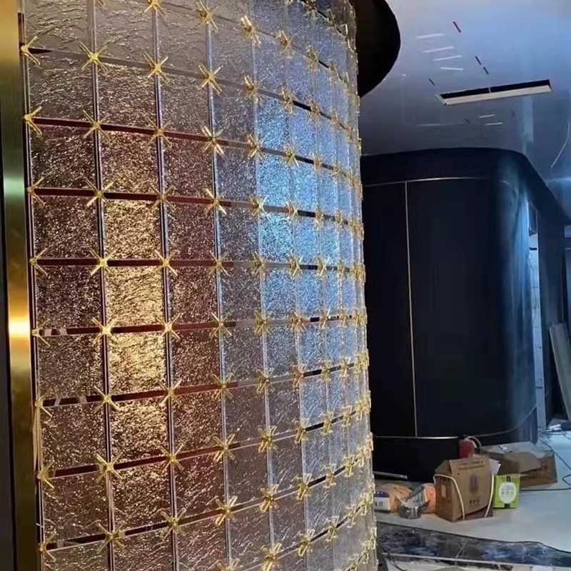 玻璃砖隔断墙水晶m挂片屏风透明方形彩色水晶砖别墅客厅卫生间