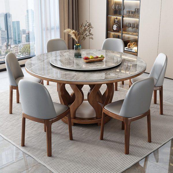 实木岩板餐桌椅组合家用小户型现代简约大理石圆桌带电磁炉饭桌子,住宅家具,岩板餐桌,淘宝优惠券,粉丝福利购,淘宝优惠卷