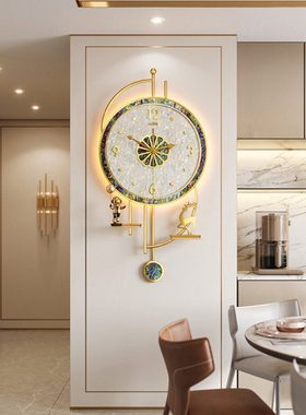 2N挂钟客厅2024新款时尚钟表大气简约现轻奢风感餐厅挂墙时