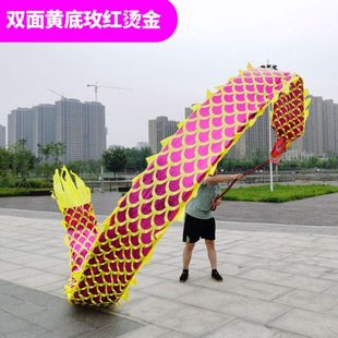 广场舞甩龙双面烫金健身龙带甩彩带飘带单人空竹舞龙头彩龙中老年
