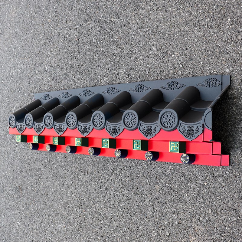 梦古彩绘小号f特厚免架子瓦青出于蓝树脂仿古中式一体灰彩装饰屋