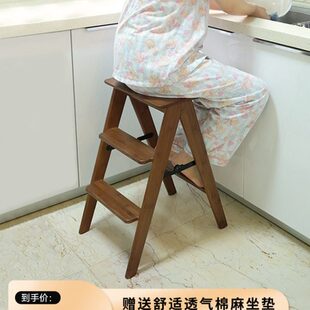 度庐家用多功能折叠加尔赫梯凳两用垫脚凳子登高踏脚凳梯子置物架
