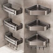 浴室置物架免打孔卫生间架子厕所淋浴房三角壁挂式 转角洗漱台收纳