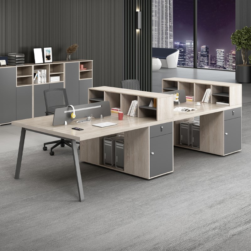 四人位办公桌员工职员工位双人4人位H组合桌子办公室桌椅简约现代