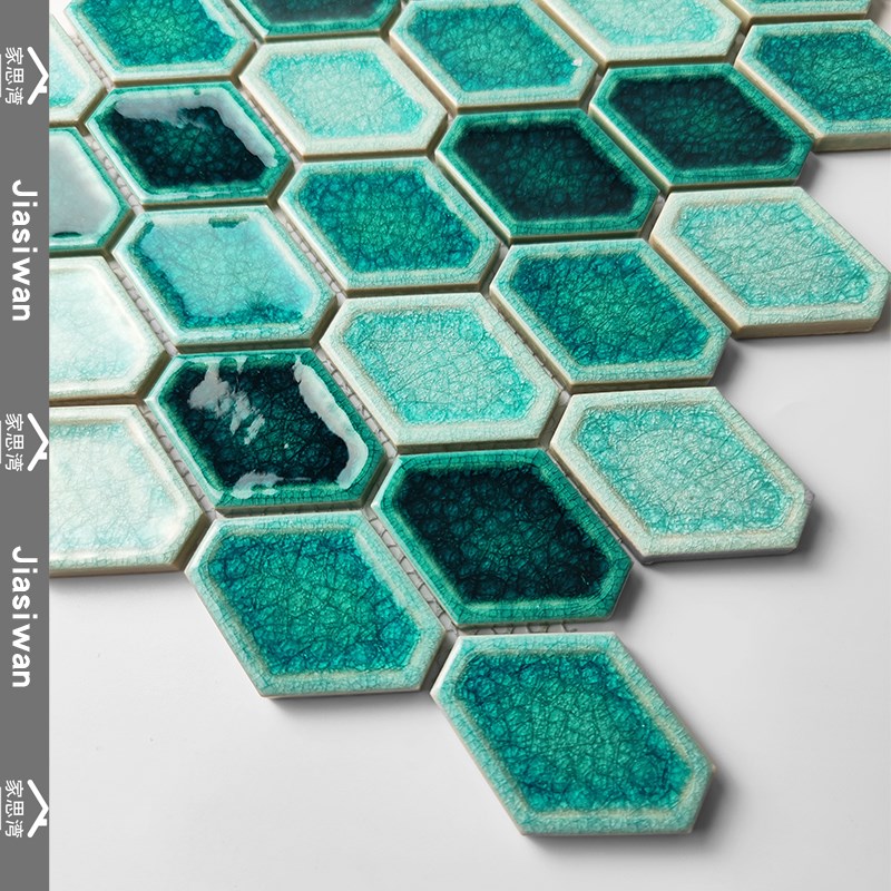 北欧绿色菱形马赛克瓷砖沙发背景墙窑变陶瓷卫生间墙Y砖厨房室外