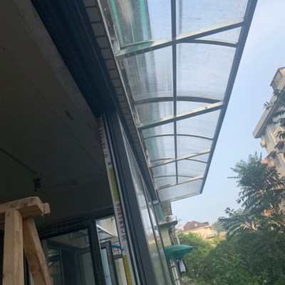 杭州定做安装201不锈钢花架防盗D窗阳台窗户阳光板透明耐力板雨棚