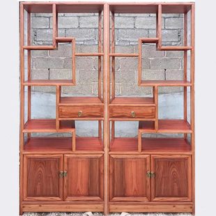 金花梨木色原生态板材柜门款多宝阁博古架茶叶展示柜客厅古董摆件