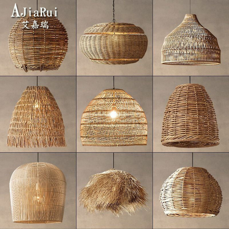 侘寂风吊灯中式复古客厅s餐厅茶室禅意灯民宿书房床头日式藤编吊