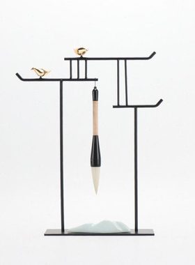 现代新中式创意陶瓷假山书房毛笔架摆件玄关书桌客厅家居软装饰品