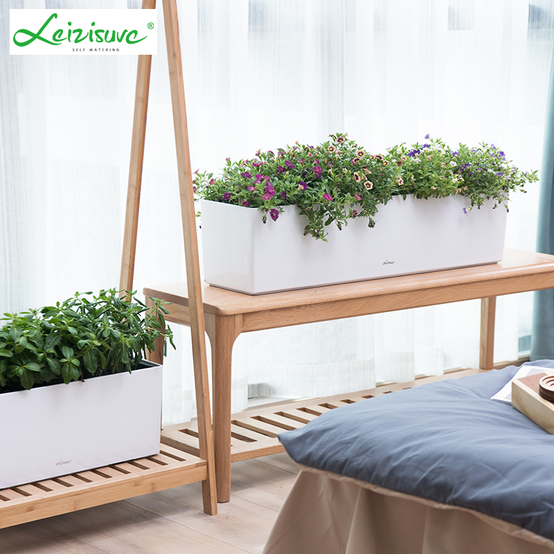 种植箱阳台花盆长方形花槽挂式壁挂长型H花盆自动吸水塑料花盆加