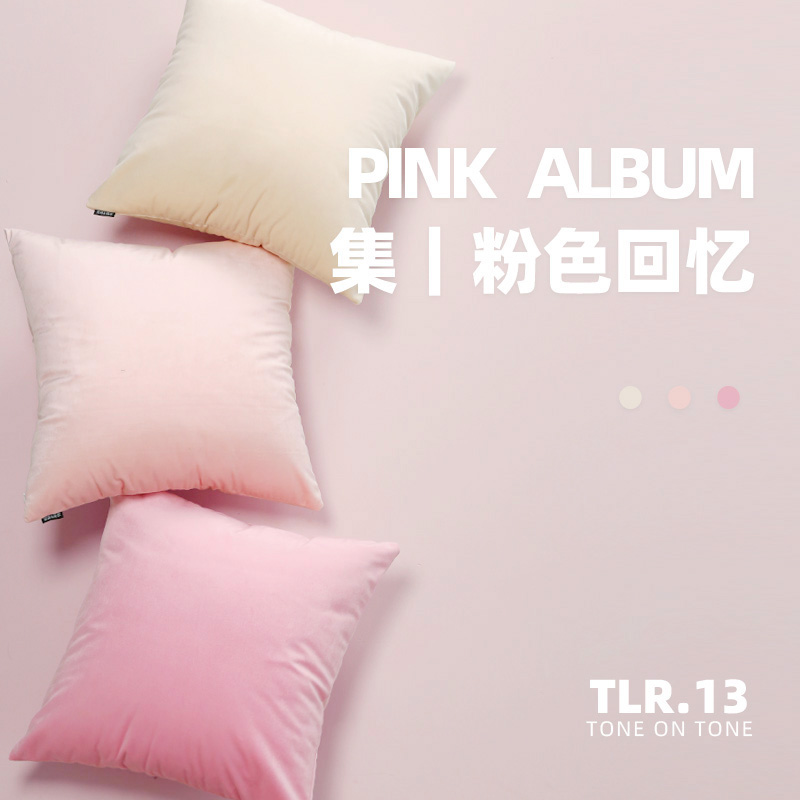 简约天鹅绒潜粉色l抱枕不含芯房间纯色靠垫套客厅沙发靠垫绒布靠