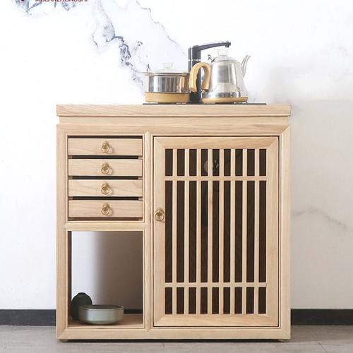 新中式茶水柜白蜡木禅意仿古茶叶柜茶桌边几边柜实木免漆仿古小柜