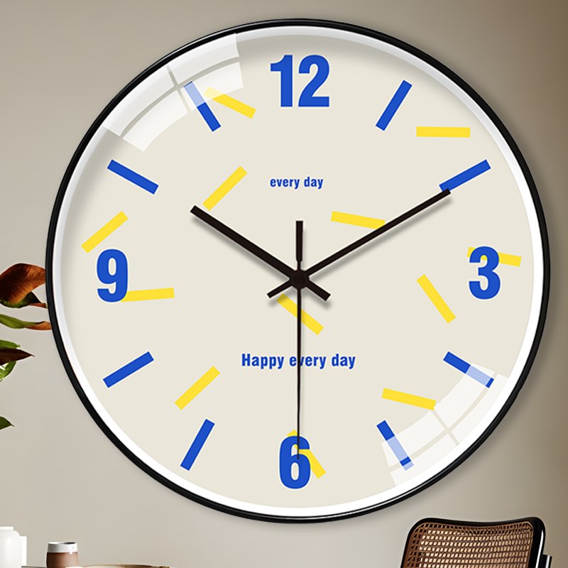艺术挂钟大气风现代简约s风时钟客厅扫秒静音极简数字钟挂墙石英